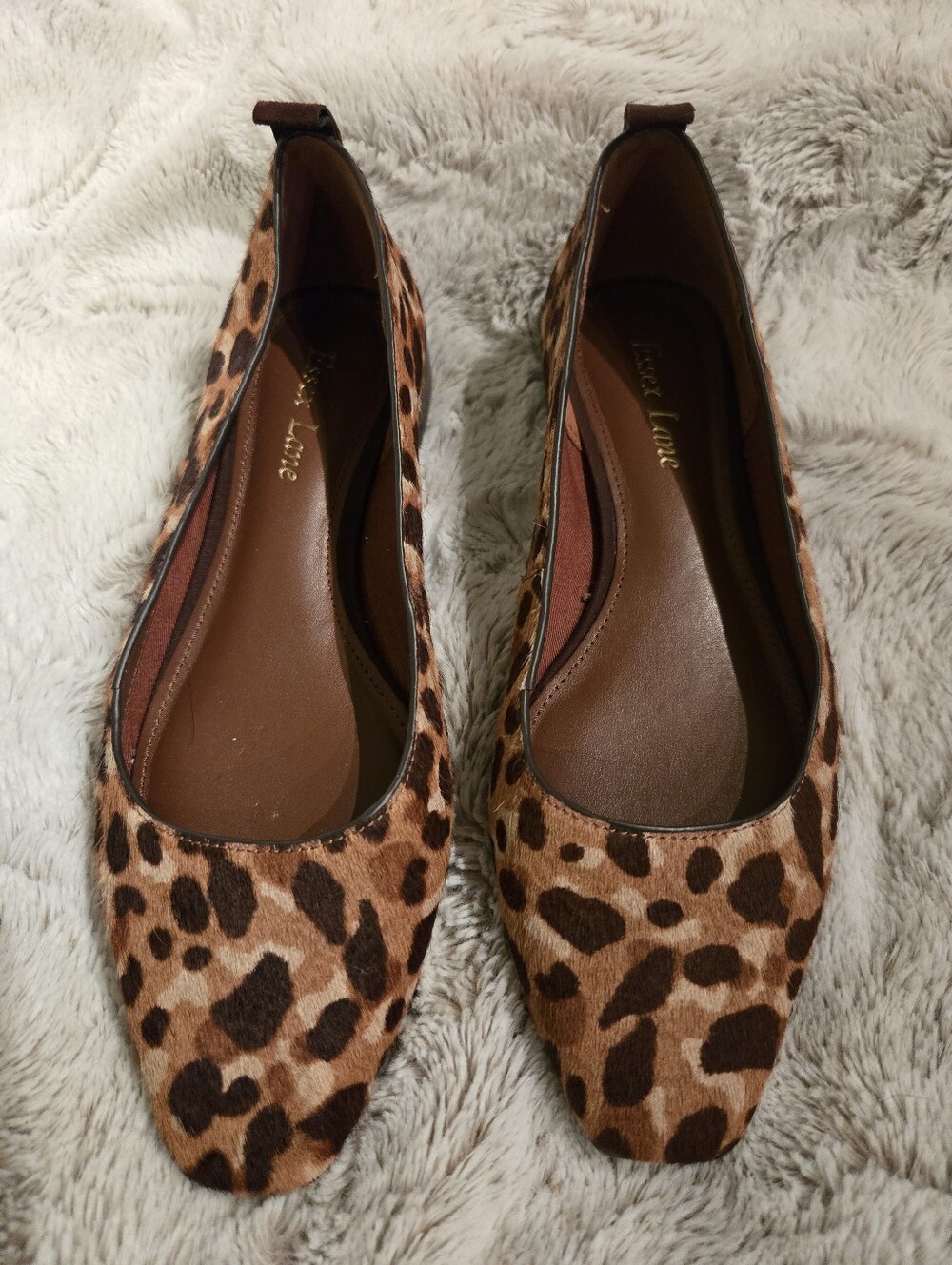 Essex Lane Leopard Calf Pony Hair Almond Point Toe Low Heel [Women 7M] Flats